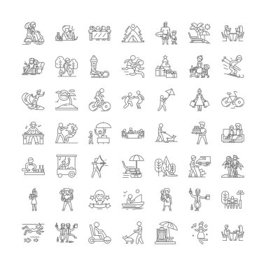 Recreation linear icons, signs, symbols vector line illustration set clipart