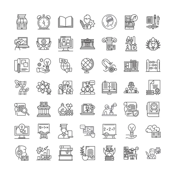 Fast learning linear icons, signs, symbols vector line illustration set — Stock Vector