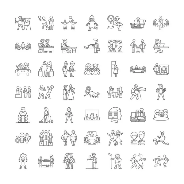 Men culture linear icons, signs, symbols vector line illustration set — ストックベクタ