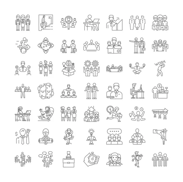 Managers linear icons, signs, symbols vector line illustration set — Stock Vector