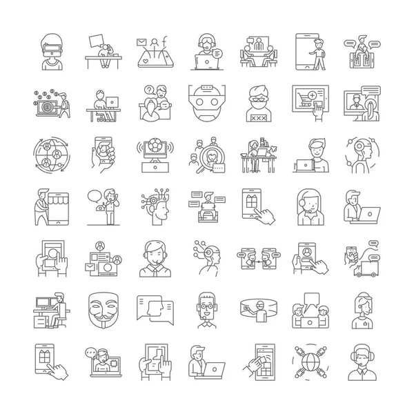 Web people linear icons, signs, symbols vector line illustration set — ストックベクタ