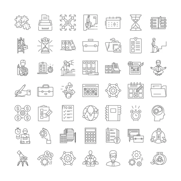 Structure de l'organisation icônes linéaires, signes, symboles ensemble d'illustration de ligne vectorielle — Image vectorielle