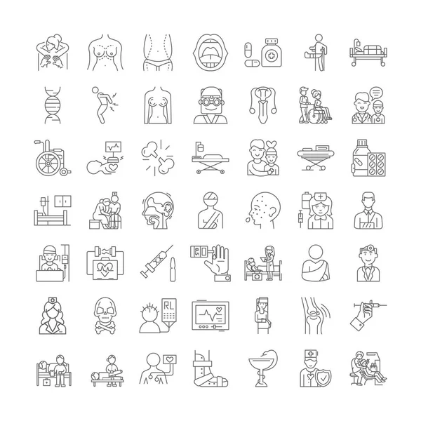 Patient linear icons, signs, symbols vector line illustration set — ストックベクタ