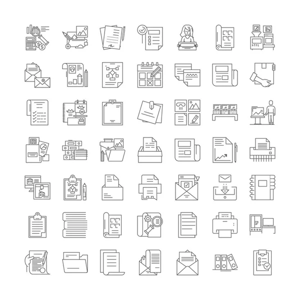 Impression d'icônes linéaires, signes, symboles ensemble d'illustration de ligne vectorielle — Image vectorielle
