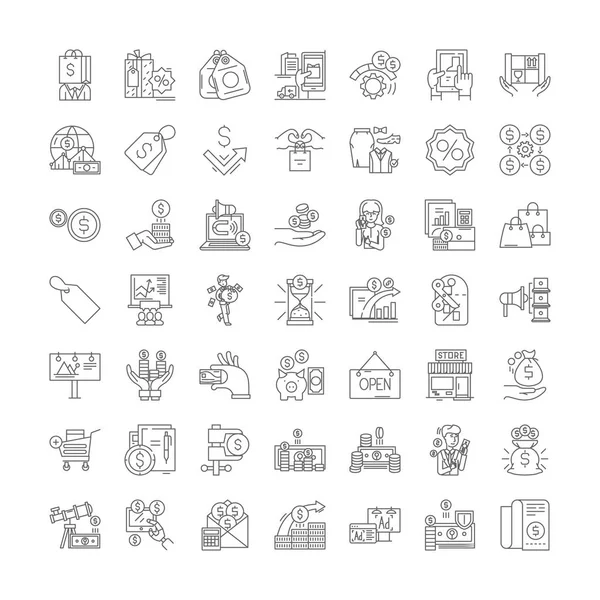 Venta de iconos lineales, signos, símbolos vector línea ilustración conjunto — Vector de stock