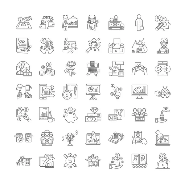 Small business linear icons, signs, symbols vector line illustration set — Stock Vector