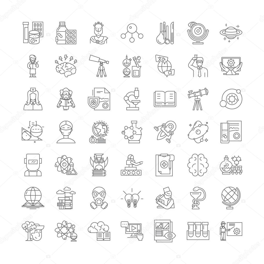 Laboratory linear icons, signs, symbols vector line illustration set
