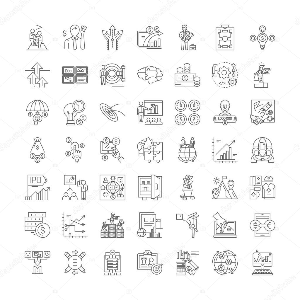 Market linear icons, signs, symbols vector line illustration set
