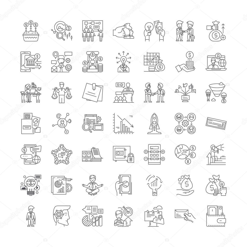 Public and government relations line icons, signs, symbols vector, linear illustration set