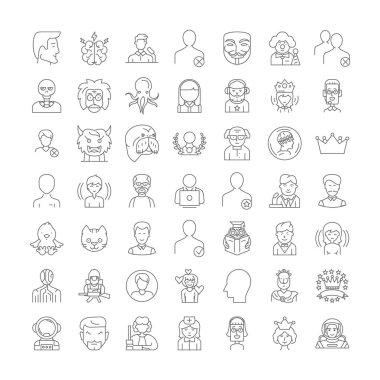 Kullanıcı doğrusal simgeleri, işaretler, semboller vektör çizgisi çizimi