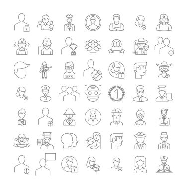 Kullanıcı eylemleri doğrusal simgeler, işaretler, semboller vektör çizgisi çizimi