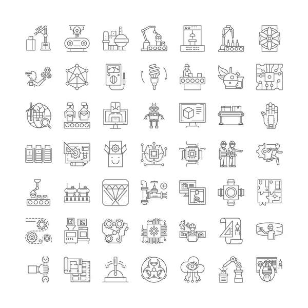 Technologie icônes linéaires, signes, symboles ensemble d'illustration de ligne vectorielle — Image vectorielle