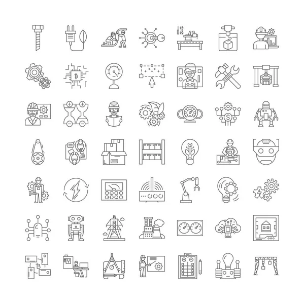 Iconos lineales de ciencia aplicada, signos, símbolos vector línea ilustración conjunto — Archivo Imágenes Vectoriales