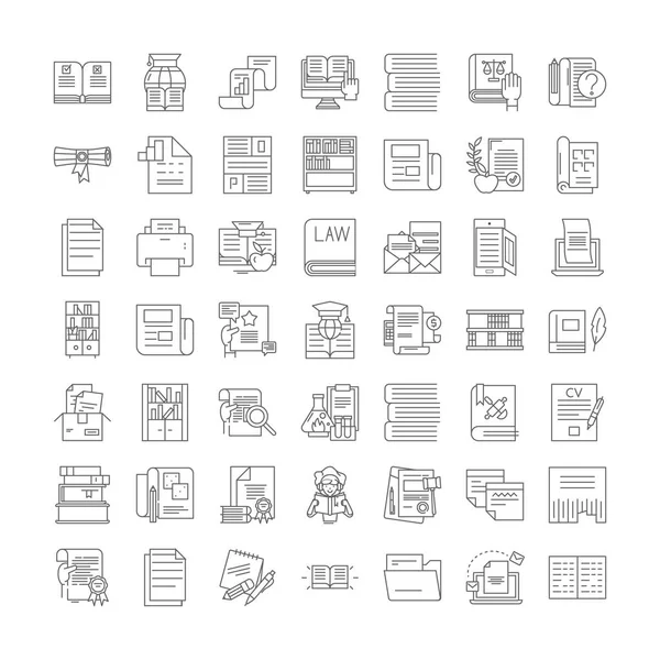 Écrire des icônes linéaires, des signes, des symboles ensemble d'illustration de ligne vectorielle — Image vectorielle