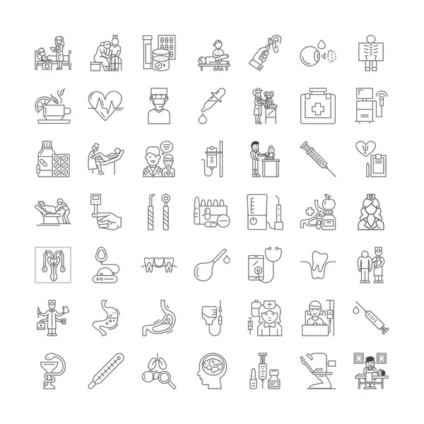 Thérapie icônes linéaires, signes, symboles ensemble d'illustration de ligne vectorielle — Image vectorielle