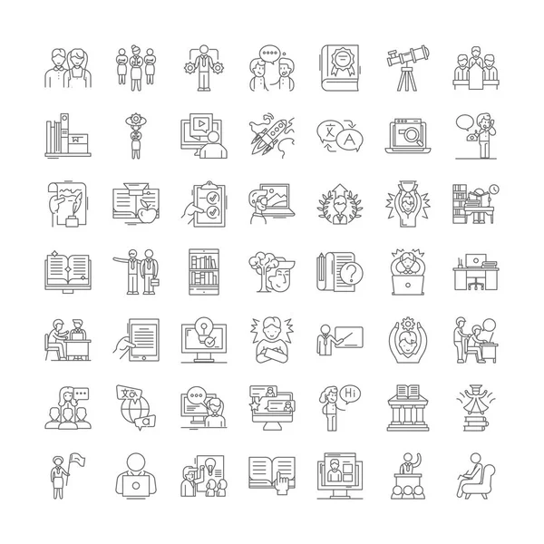 Curso de formación lineal iconos, signos, símbolos vector línea ilustración conjunto — Archivo Imágenes Vectoriales