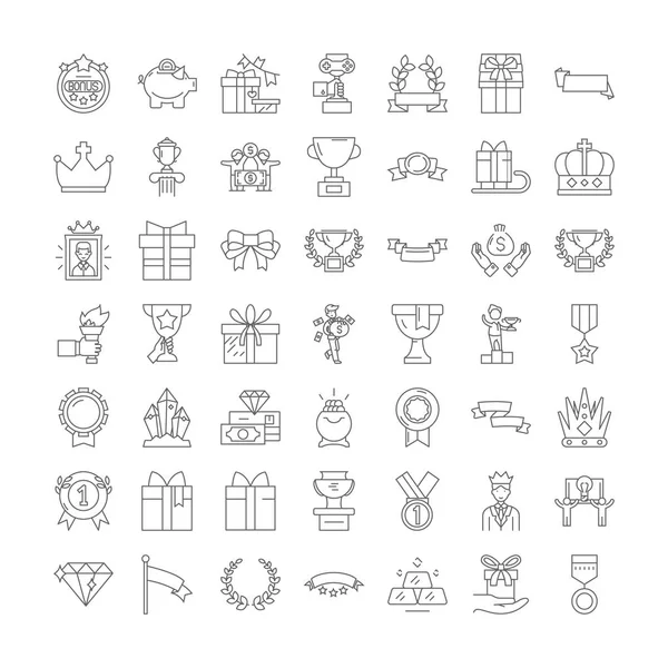 Verleiht lineare Symbole, Zeichen, Symbole Vektor Line Illustration Set — Stockvektor