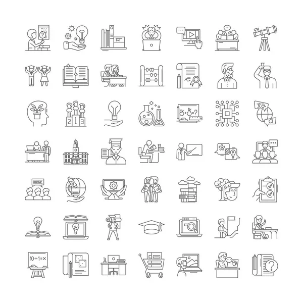 Universidad lineal iconos, signos, símbolos vector línea ilustración conjunto — Archivo Imágenes Vectoriales