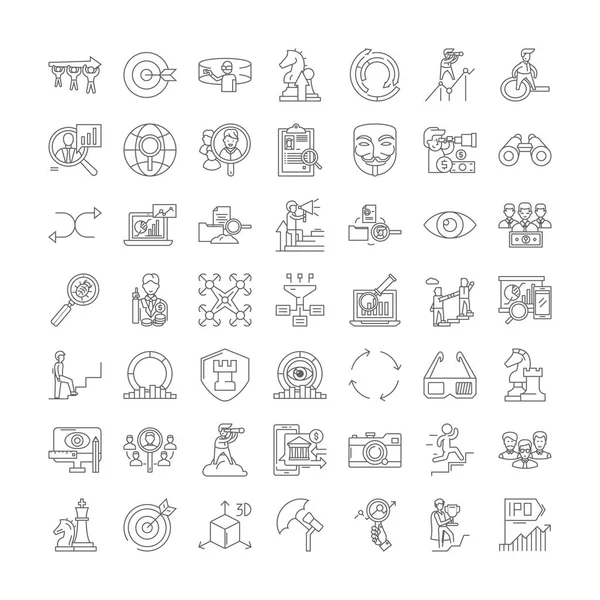 Visión lineal iconos, signos, símbolos vector línea ilustración conjunto — Archivo Imágenes Vectoriales