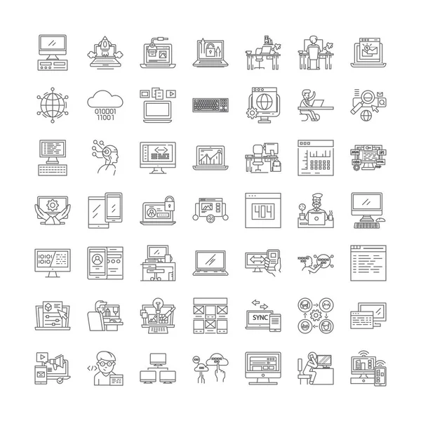 Web programação ícones lineares, sinais, símbolos conjunto de ilustração linha vetorial —  Vetores de Stock