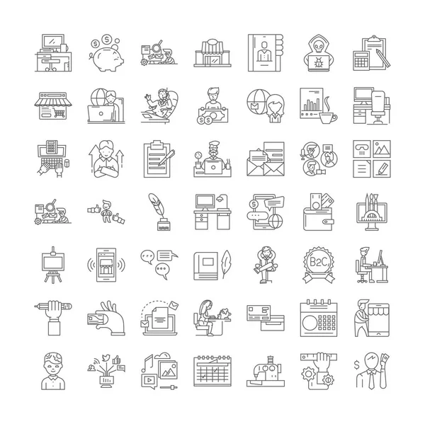 Work from home linear icons, signs, symbols vector line illustration set — Stock Vector