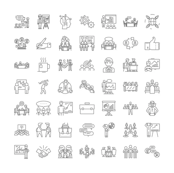Master class linear icons, signs, symbols vector line illustration set — ストックベクタ