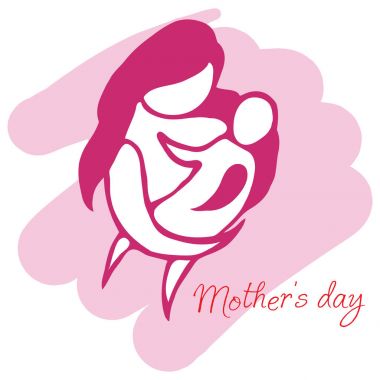 Çocuk ile anne. Sanat simge, logo, işareti satırı.