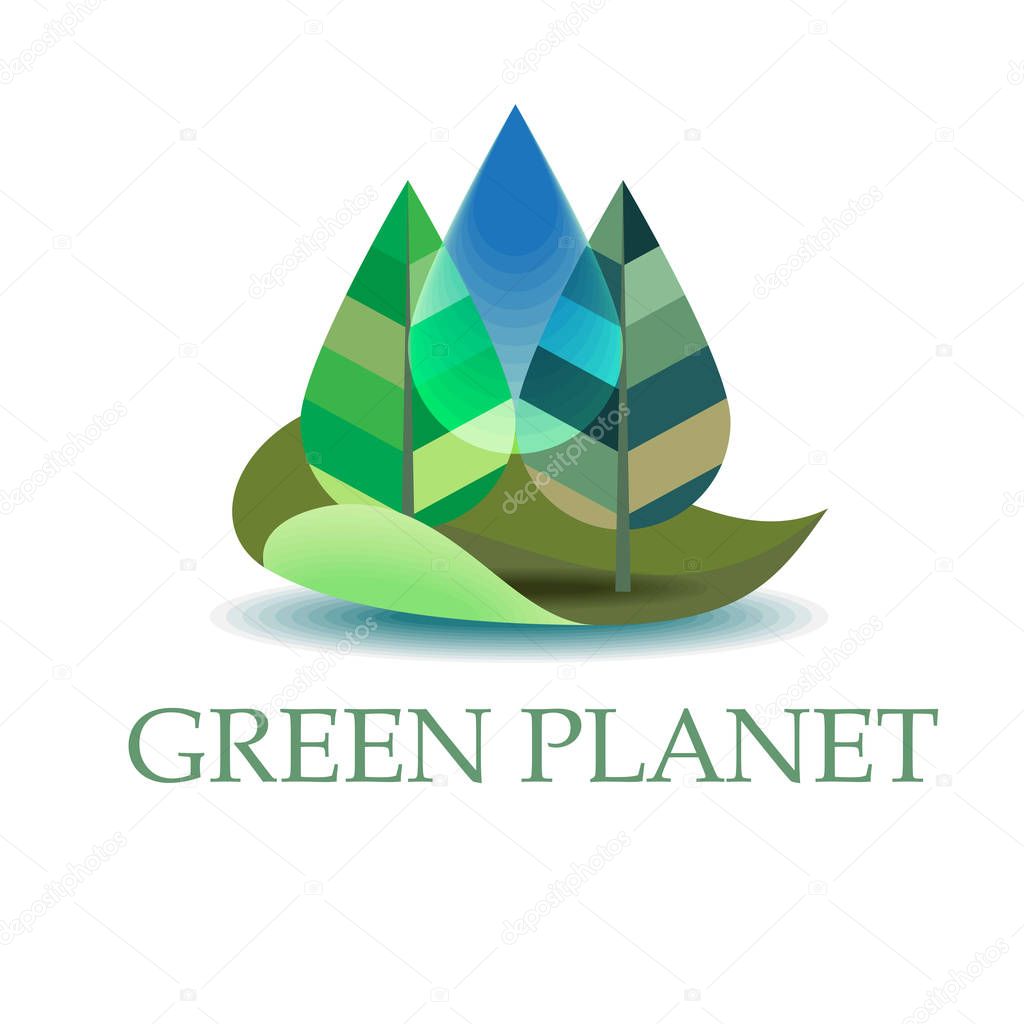 World Environment Day - vector abstract waterdrop concept. Save the water - ecology concept background with paper cut water drop and green leaves