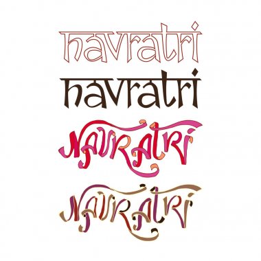Navratri el yazılı yazıt Hint bahar tatil, hat vektör çizim için yazı