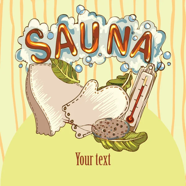 Image vectorielle des accessoires de sauna en image de fond — Image vectorielle