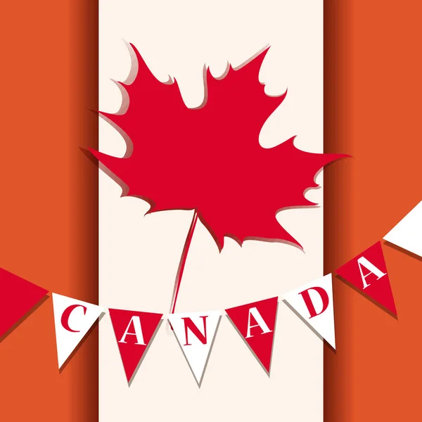 Happy Canada Day poster in the style of paper art with a maple leaf. Vector illustration. — Stock Vector