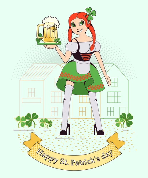 Vacanza culturale irlandese San Patrizio Day. Illustrazione vettoriale, poster verticale in stile piatto . — Vettoriale Stock