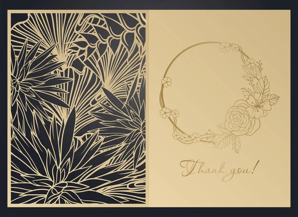 Greeting Card Floral Pattern Laser Cutting Template Papercut Openwork Design Stock Illustration