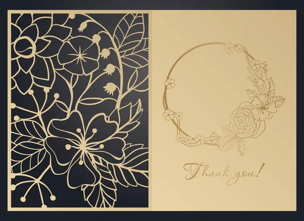 Greeting Card Floral Pattern Laser Cutting Template Papercut Openwork Design Royalty Free Stock Vectors
