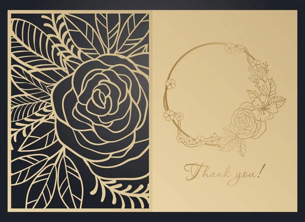 Greeting Card Floral Pattern Laser Cutting Template Papercut Openwork Design Stock Illustration