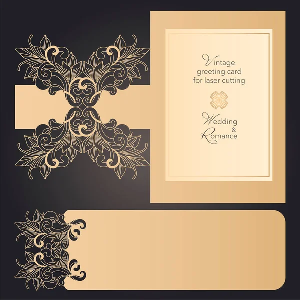 Envelope Cartão Postal Modelo Para Corte Laser Casamento Design Férias — Vetor de Stock