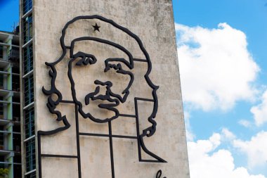 Havana, Küba'da. 8 Şubat 2018 - o Guevara buildin üzerinde görüntü