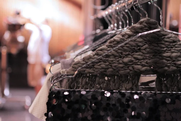 Dark green scarf in backstage of fashion show — Stock Photo, Image