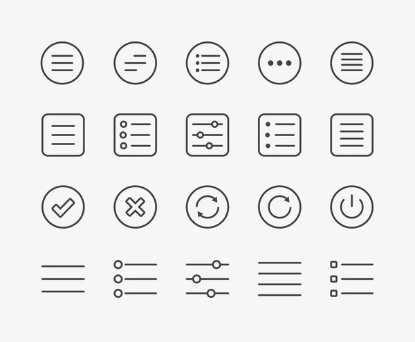 Menu Navigation Icônes de ligne — Image vectorielle