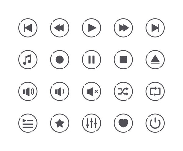 Minimal Set of Media Play Button Icons