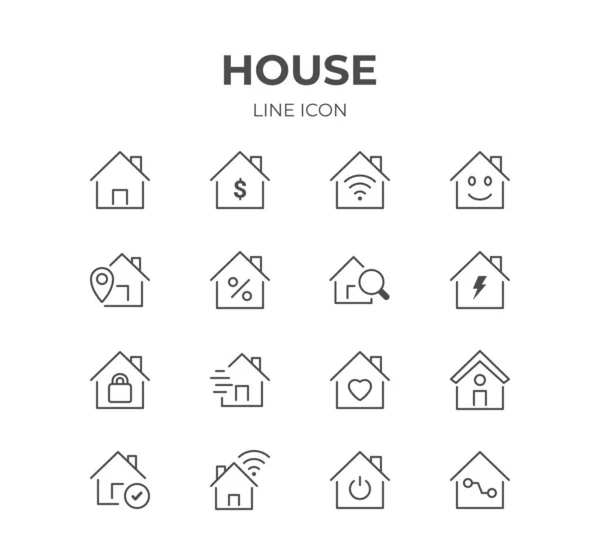 Huis Lijn Icons Set — Stockvector
