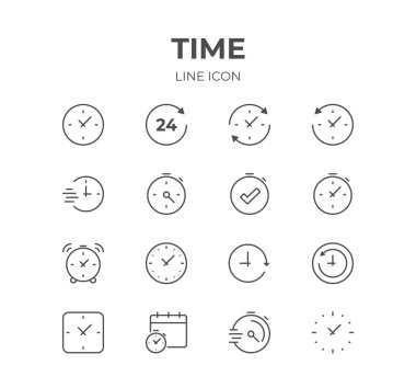Time & Clock Line Icons Set