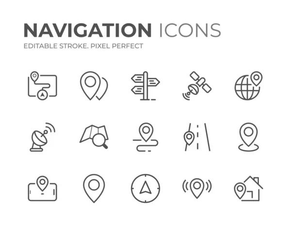 Conjunto Iconos Línea Navegación — Archivo Imágenes Vectoriales