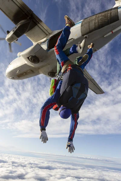 Parachutespringen foto. tandem. — Stockfoto