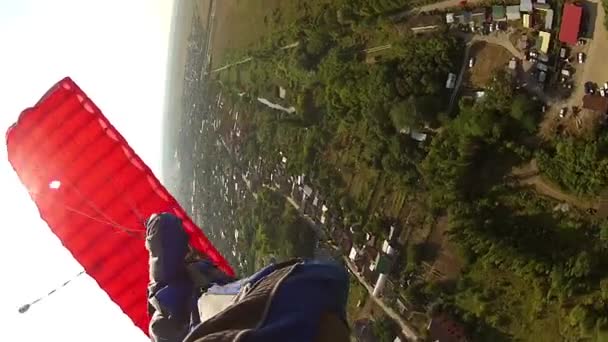 Vídeo Skydiving Skydiver Pilotos Seu Paraquedas — Vídeo de Stock