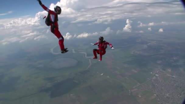 Een Parachutesprong Het Concept Van Actieve Recreatie — Stockvideo