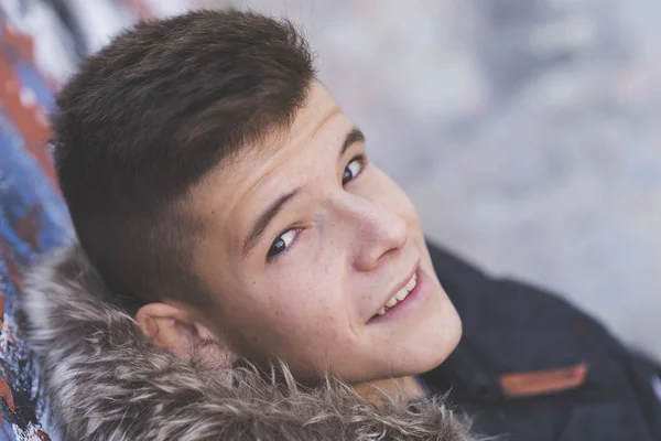 Portrait of Handsome teenage boy outdoors — Stock Photo, Image