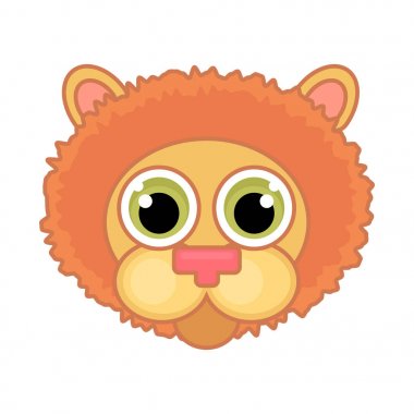 Çizgi film aslan yüz simgesi büyük gözleri ve dağılımı.