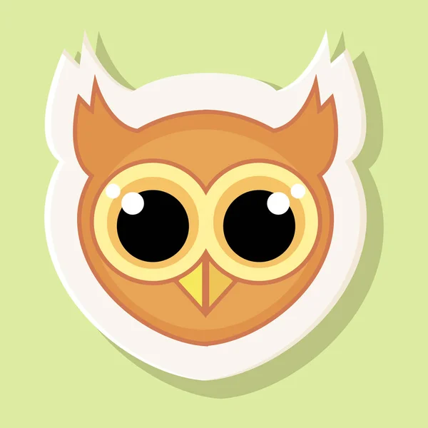 Sticker avec le visage d'un hibou type dans le style de dessin animé est isolé sur un fond simple . — Image vectorielle