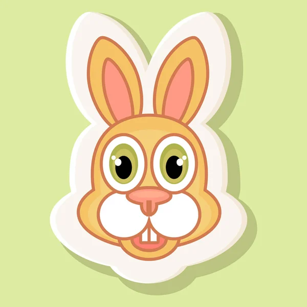 Volumetric sticker with a picture of a rabbit in cartoon style. — Stock Vector